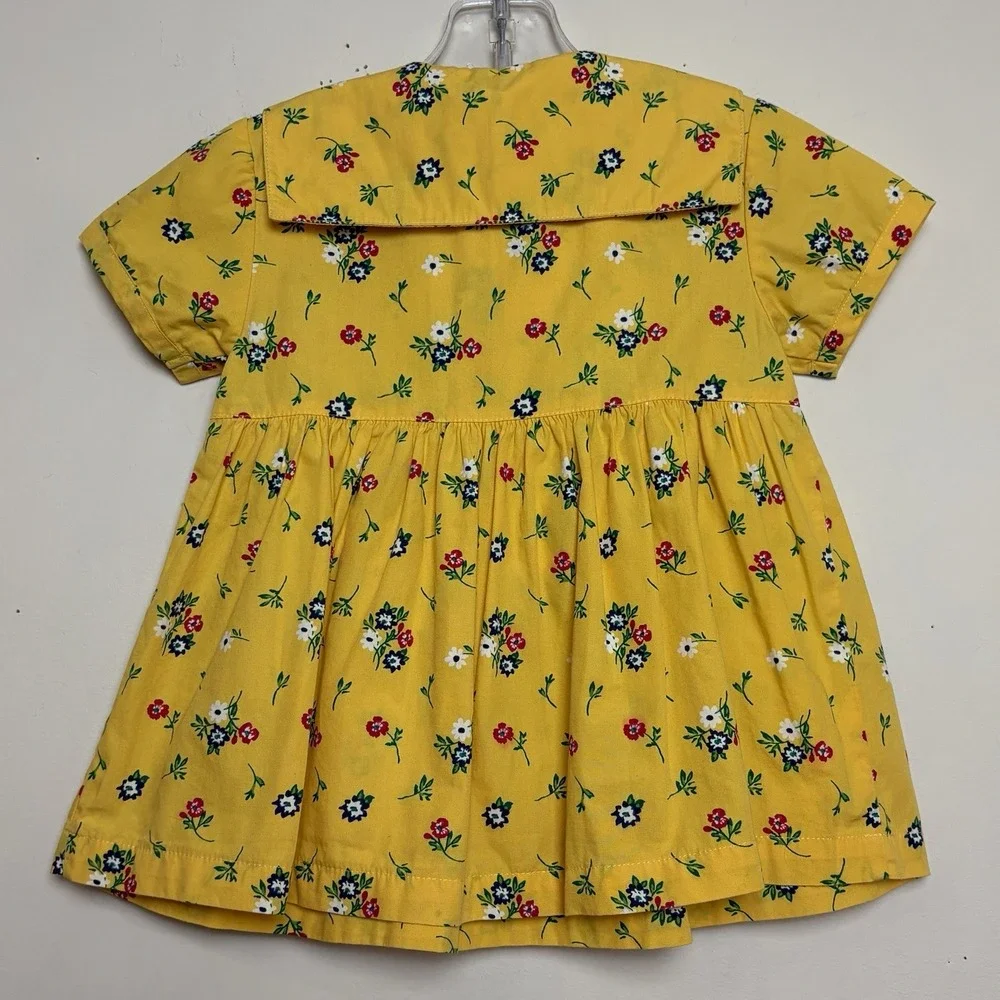 VTG Gymboree Country Meadows Dress Rainbow Tag Cottagecore Yellow Floral 12-18 M